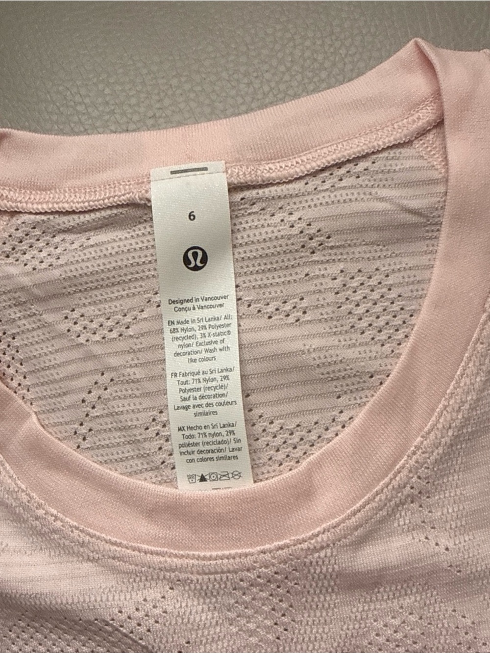 Lululemon Light Pink Active Top size 6